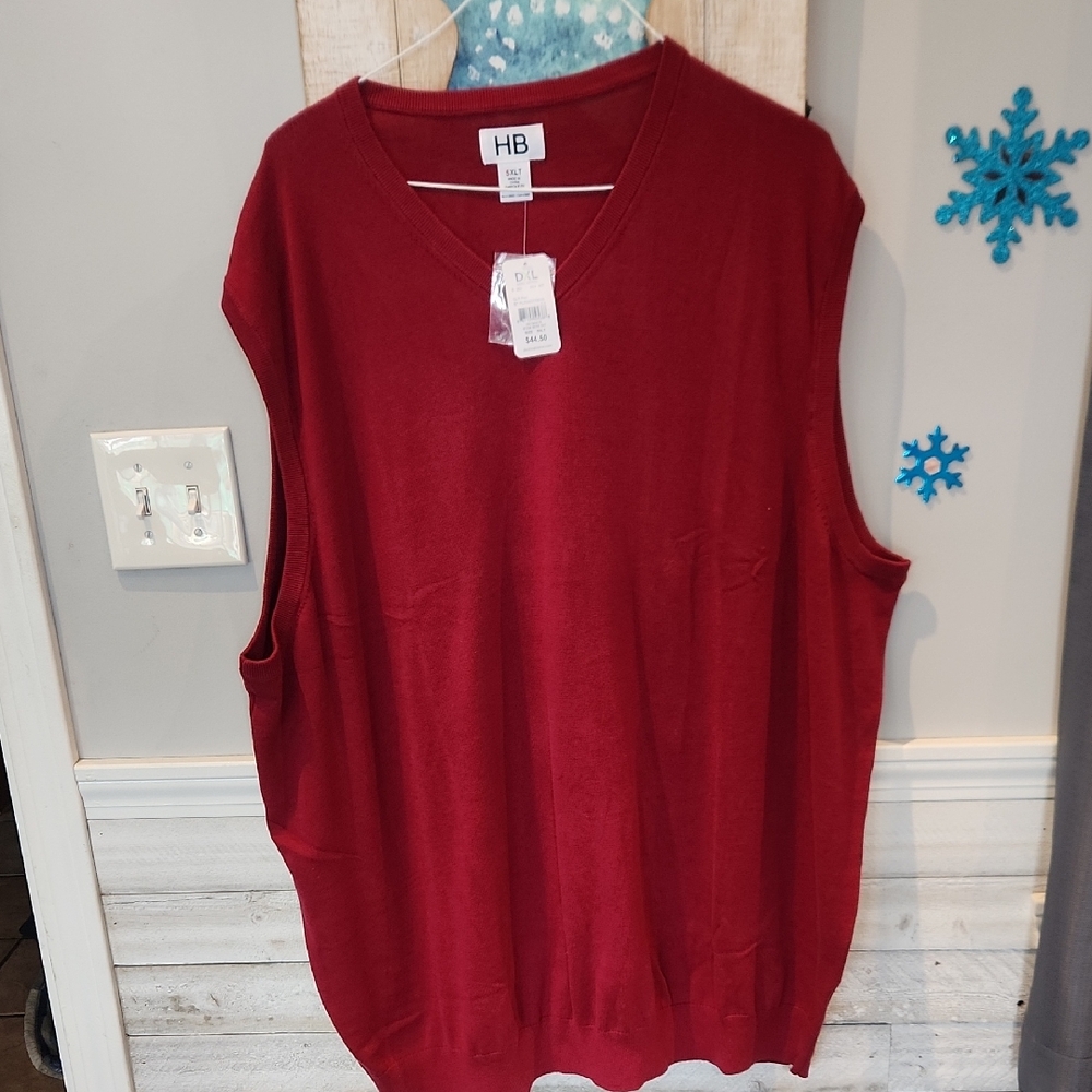 NWT HB Red Sleeveless Sweater Vest Sz 5 XLT 100% Cotton